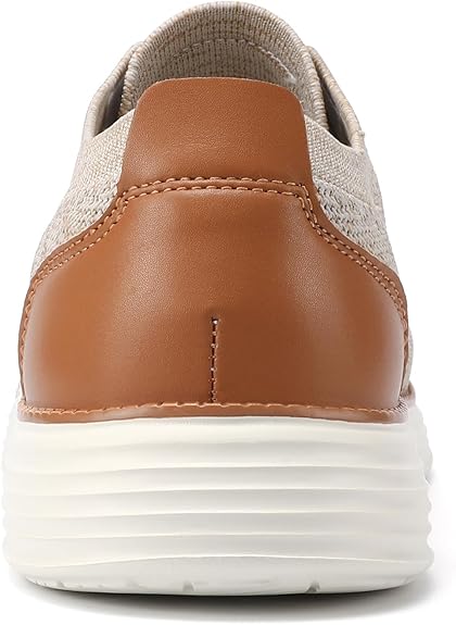 VILOCY Men's Fashion Dress Sneakers Casual Walking Shoes Business Oxfords Comfortable Breathable Lightweight Tennis-Beige Tan