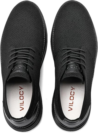 VILOCY Men's Fashion Dress Sneakers Casual Walking Shoes Business Oxfords Comfortable Breathable Lightweight Tennis-All Black